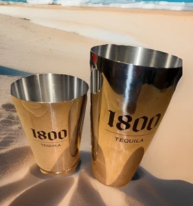 1800 Tequila 2 Stück Edelstahl Shaker Set. Handelsqualität - Bild 1 von 6