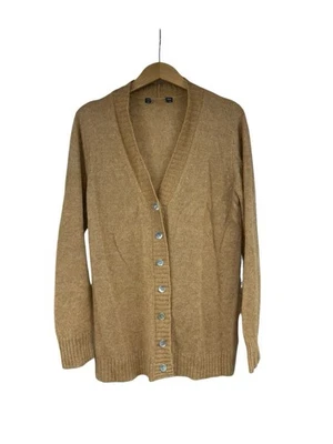 Baby Alpaca Wool Blend Sweater Cardigan Mother Pearl Buttons Camel Tan XS READ - Image 1 of 4