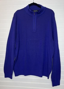 St Croix blau hergestellt in den USA Wolle/Baumwollmischung Pullover Shirt Viertelreißverschluss Herren XL - Bild 1 von 12