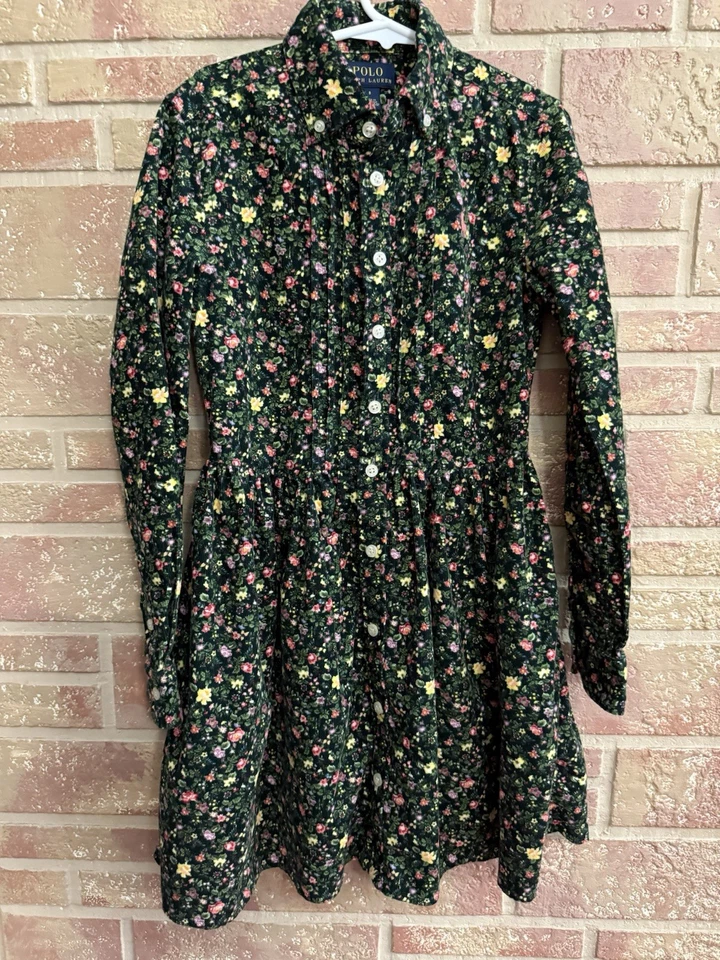 Vestido Polo Ralph Lauren Niñas Algodón Floral Pana Manga Larga Multicolor Talla 8 Foto 1 de 4
