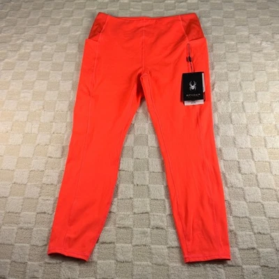Spyder Active Damas L Naranja Neón Leggings Atléticos Bolsillos Estilo Foto 1 de 4