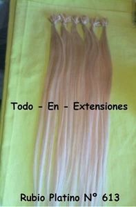 200 Extensiones de queratina PELO NATURAL 100%, REMY, 50 Cm, RUBIO PLATINO 613 - Imagen 1 de 10