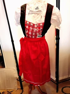 sz 4,NEW! Woman Germany,Trachten,Oktoberfest,Dirndl Dress,3-pc,Black/RED - Picture 1 of 8