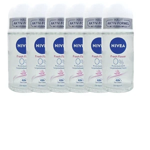 Deo Damen Frauen Roll On Nivea FRESH FLOWER 48h Schutz 6x 50ml (€ 92,97/L) - Bild 1 von 4