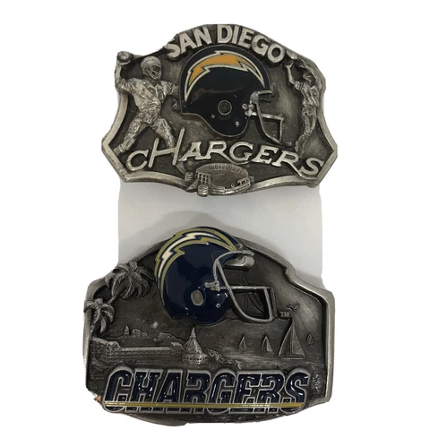 VTG 1986&88 Chargers NFL Pewter Belt Buckles Limited Edition of 10,000 Cover