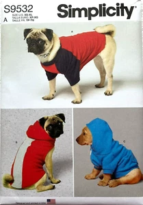 Simplicity Pattern S9532 Pet Clothes  XS - XL Stretch Knits Only - Picture 1 of 2