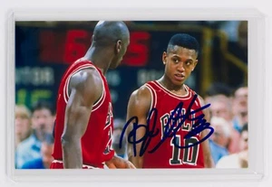 BJ Armstrong signiertes Foto - Chicago Bulls Autogramm mit Michael Jordan Basketball NBA - Bild 1 von 2