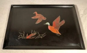 VINTAGE 18"X 12" COUROC OF MONTEREY CALIFORNIA SERVING TRAY MALLARD DUCK THEME - Picture 1 of 4