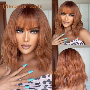 Short Wavy Party Orange Cosplay Wigs Costume Anime Heat Resistant Hair Synthetic - Picture 1 of 10
