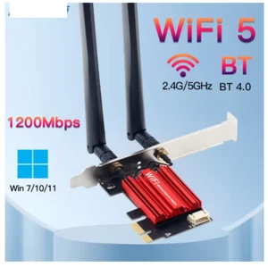 WiFi 5 PCI-E Wireless/Bluetooth Adapter AC1200 Network Card Dual Band 2.4G/5GHz - Picture 1 of 6
