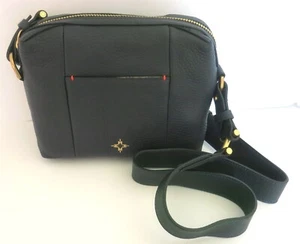 INDIA HICKS DARK NAVY BLUE PEBBLE LEATHER CROSSBODY HANDBAG LIMITED EDITION - Picture 1 of 8