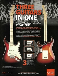 Fender American Deluxe Strat Plus guitar advertisement Stratocaster ad print - Picture 1 of 3
