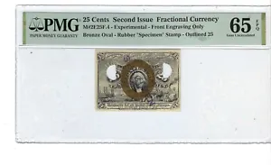 US 25 cent Fractional Currency Experimental  M2E25F.4 PMG 65 EPQ 1 Of 1 - Picture 1 of 2