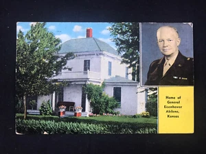 Postcard Home Of General Eisenhower Abilene Kansas 1954 Postmarked - Picture 1 of 2