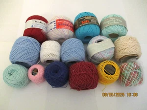 MIXED BRANDS CROCHET/KNITTING COTTON x 15 NEW & PARTIAL BALLS - MIXED COLOURS - Picture 1 of 8