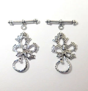 3 SET 25X20MM COPPER BALI TOGGLE CLASP ANTIQUE STERLING SILVER PLATED 969 ATL-32 - Picture 1 of 1