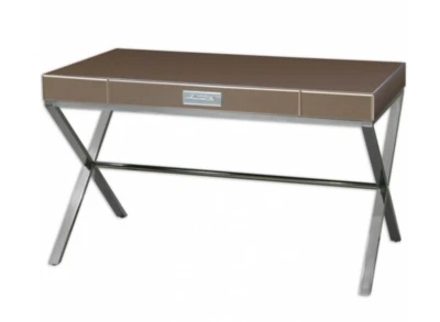 Mesa de tocador de acero inoxidable con espejo Cathy de bronce Foto 1 de 4