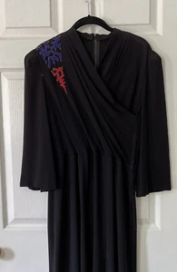 Vintage 1940s CHD Robbins Originals Women’s Black Crepe Beaded Dress S/M - Picture 1 of 10