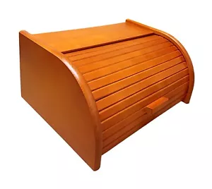 Orange Bread Bin Box Container Storage Loaf Roll Wood Wooden Size Small - Picture 1 of 14