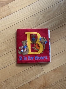 Livre tissu vintage fait main B est pour ours nounours couverture rouge spécialité 10 pages 9x9 - Photo 1 sur 7