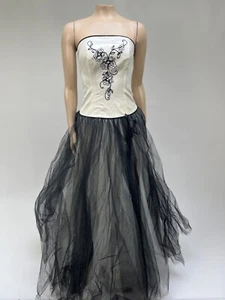 Vintage Y2K 90s Loralie Dress Prom Party Strapless Satin Maxi Long Mesh Formal - Picture 1 of 8