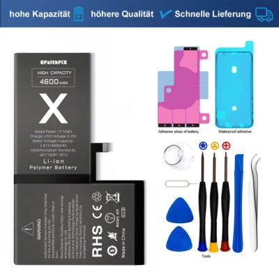 Akku Für iPhone X 10 Hohe Kapazität 4600mah Hochwertige Batterie Mit Tausch Tool - Bild 1 von 4