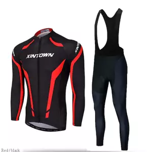 XINTOWN Men's Cycling Jersey with Bib Tights Long Sleeve, Thermal, - Picture 1 of 11