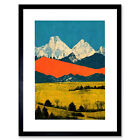 Winter Mountains Landscape Papercut Blue Framed Wall Art Print Picture 12X16