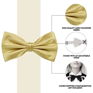 Mens Bow Tie Pre Tied Satin Dickie Boys Wedding Birthday Party Dress - Picture 1 of 31