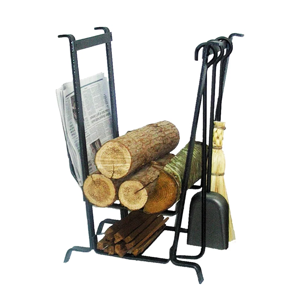 Enclume LR17 HS Complete Hearth Log Rack w/ Fireplace Tools, Hammered Steel  USA - Image 1 of 4
