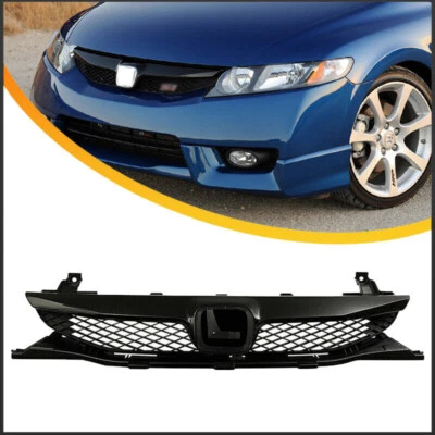 Parrilla superior del parachoques delantero negro brillante para Honda Civic 2009 2010 2011 sedán Foto 1 de 4
