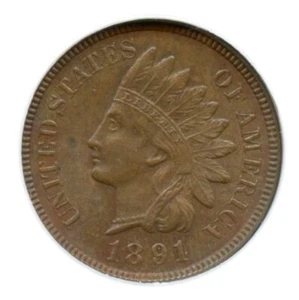 1891 Indian Cent, NGC MS64BN - Picture 1 of 3