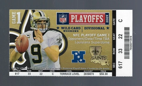 DREW BREES 2009-2010 NFL NFC DIVISIONAL PLAYOFF CARDINALS @ SAINTS FULL TICKET Cover