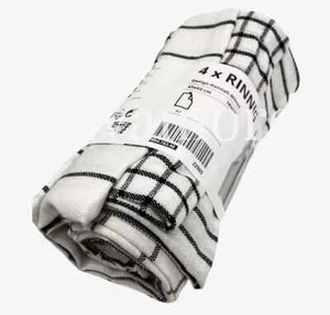 IKEA RINNIG Dish towel, white/dark gray/patterned Cotton 18"x24" (4 PACK) - Picture 1 of 3
