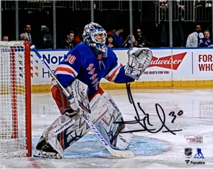 Henrik Lundqvist New York Rangers Signed 8" x 10" Blue Jersey in Net Photo - Picture 1 of 1