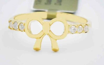 GENUINE DIAMONDS BOW RING 10K YELLOW GOLD- New With Tag - Image 1 of 3