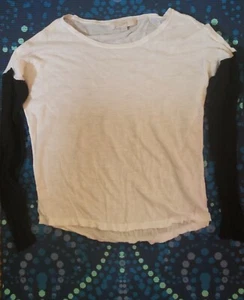 Ann Taylor LOFT Sweater Women’s M Knit Pullover Medium White with Black Sleeves - Picture 1 of 7