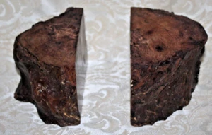 Vintage Burl Wood BOOKENDS Mid Century NATURAL WOOD Art Book Ends LIVE EDGE - Picture 1 of 10