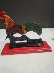 Vintage Early Pollychrome Origin Painted Iron & Wood Roster Nut Cracker - Picture 1 of 9