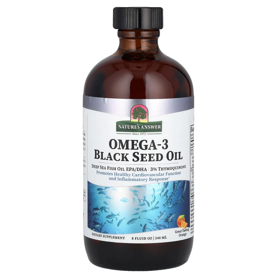 Aceite de semilla negra Omega-3, naranja, 8 fl oz (240 ml) Foto 1 de 2