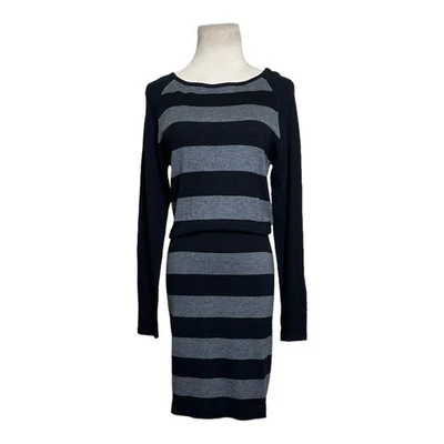 Tart black gray striped long sleeves sweater dress size Small - Image 1 of 4
