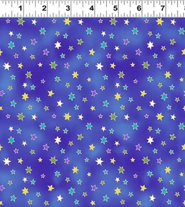 32" L Remnant CELESTIAL MAGIC Stars Dk Blue Quilt Fabric Laurel Burch #3166-30 - Picture 1 of 1