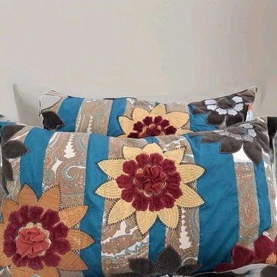 Set Of 2 Spring Floral Pillow Set Pier 1 Imports Embroidered Boho Shams Only  - Image 1 of 4