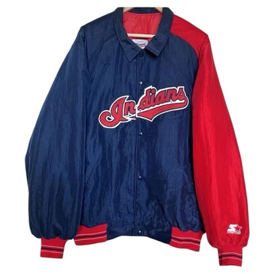 VTG Diamond Collection Cleveland Indians 2XL Satin Starter Jacket MLB Mens USA - Image 1 of 4