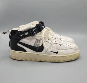 Size 10 - Nike Air Force 1 '07 LV8 Mid White Black Classic Rare - Picture 1 of 9