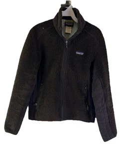 Patagonia Synchilla Deep Pile Fleece Spell Out Jacket Brown Womens Small - Picture 1 of 6