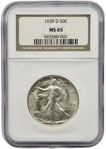 1939-D Walking Liberty Half Dollar NGC MS65 - Picture 1 of 2