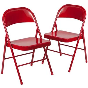 Flash Furniture Metal Folding Chair Red Set of 2 (2BDF002RED) - Picture 1 of 9