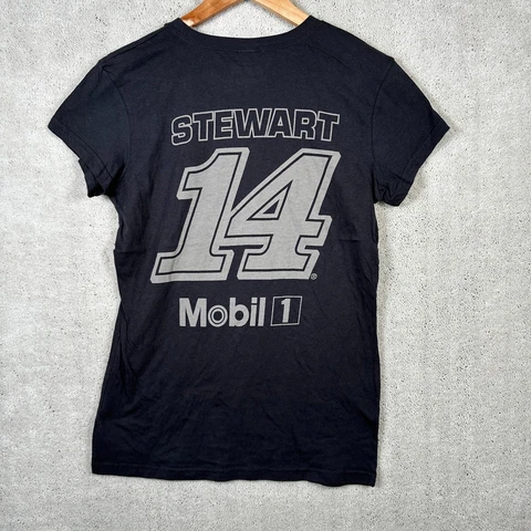 New Tony Stewart Womens Medium T-Shirt Tee 14 Mobil 1 Black Short Sleeve Cover