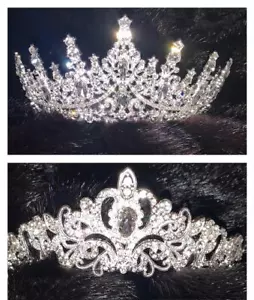 Diadema da sposa corona matrimonio accessorio capelli strass diademi compleanno ballo - Foto 1 di 11